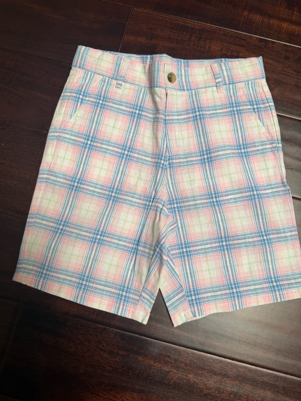 New w/o tag Janie and Jack Plaid Shorts in Blue Pink and light green boys size 7